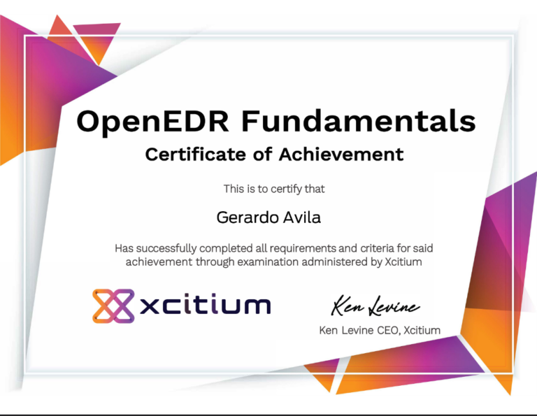 OpenEDR Certificate Comodo Endpoint Security Solutions